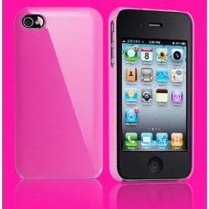 Essential TPE Iro Glossy Magenta Pink UV Coating Snap Case for iPhone 4