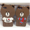 Line 3D Brown Bear Character for iPhone 6 6s Plus