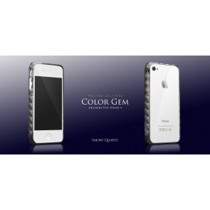 Mere Color Gem Polymer Jelly Ring til iPhone 4 AP13-024 (Smokey Quartz sort)