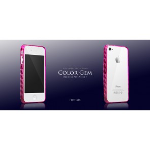 Mere Color Gem Polymer Jelly Ring til iPhone 4 AP13-024 (Fuchsia Pink)