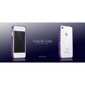 Mere Color Gem Polymer Jelly Ring til iPhone 4 AP13-024 (Amethyst Purple)