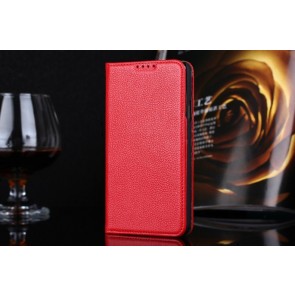 Real Premium Leather Wallet Folio Galaxy S5 Case and Stand Red