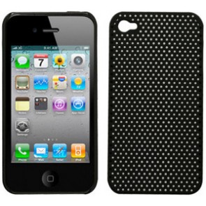 iPhone 4 Negro Perforado Funda De Snap Tacto Suave Genérica Flexgrip Incase Griffin