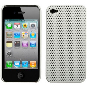 iPhone 4 Blanco Perforado Funda De Snap Tacto Suave Genérica Flexgrip Incase Griffin