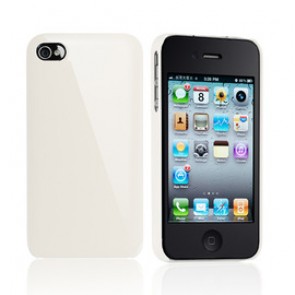 Funda De Snap Recubrimiento Uv Crema Blanca Brillante Esencial Tpe Iro Para El iPhone 4